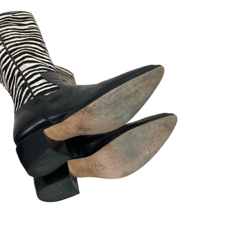 Brighton Victoria Zebra Pony Hair Leather Cowboy Boots Black & White Stripe  6.5 - Picture 7 of 9